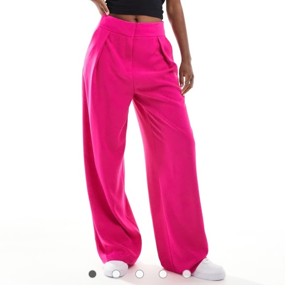 River Island Pants - ASOS River Island Wide Leg Trousers in Hot Pink Size 10